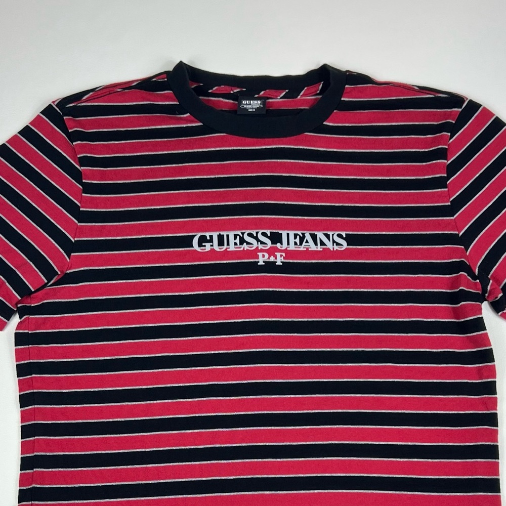 Guess Jeans X P&F Stripe T-Shirt 3M Reflective! Guess X Places and Faces Mens